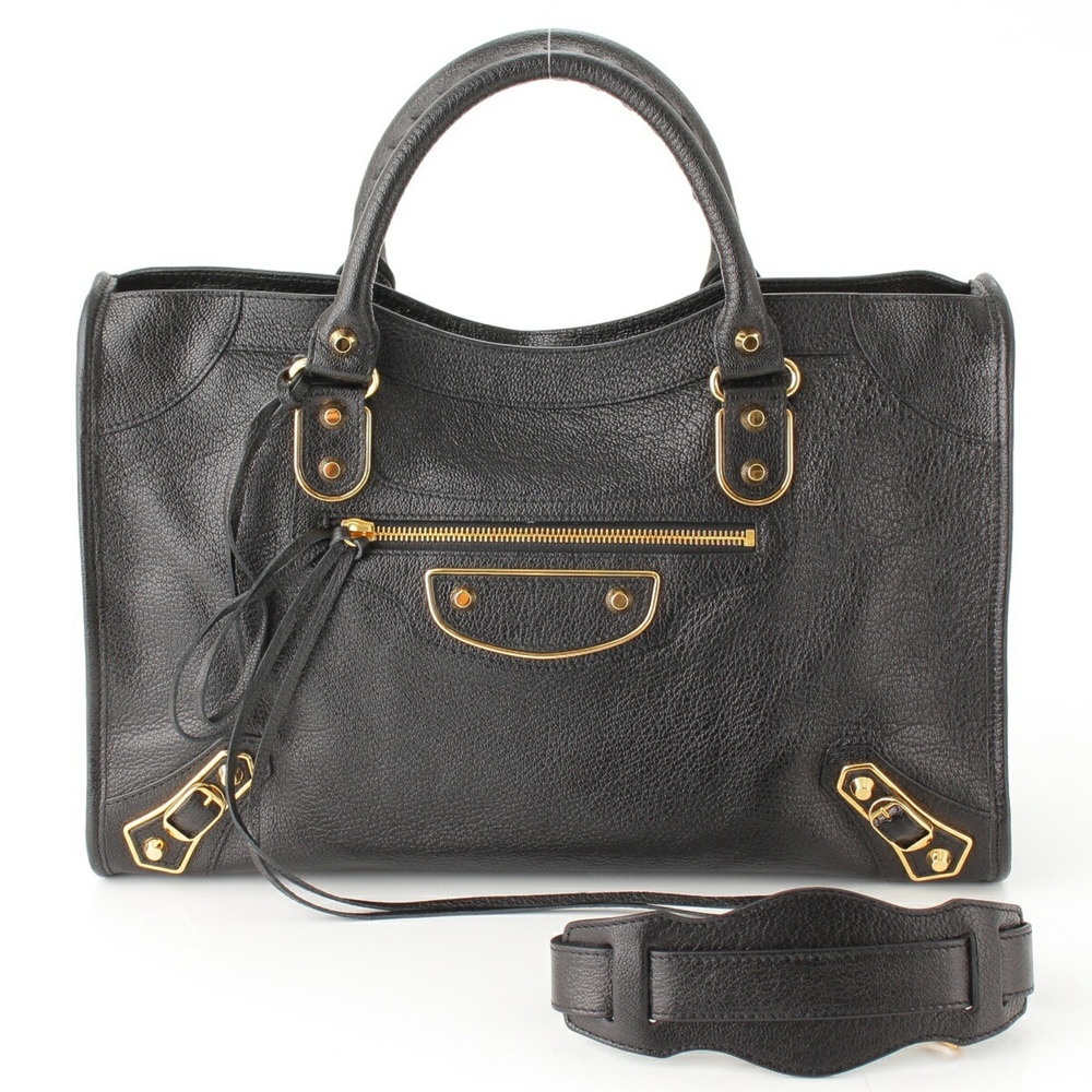 Balenciaga Metallic City Shoulder Bag Black